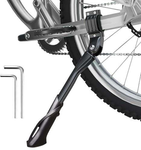 Rthynti Bike Kickstand, Bicycle Kickstand, Aluminum Alloy Bike Stand 24-29 inches Adjustable Universal Bicycle Stand for Mountain Bikes Road Bikes E-Bike(Black)