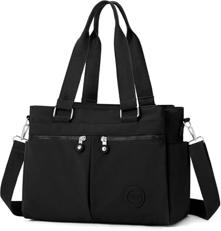 BTNEEU Bolso Mujer Grande Bolso Bandolera Mujer Nylon Bolso Shopper Impermeable Bolsos Tote Bag Multiples Bolsillos Bolso de Hombro con Correa Desmontable Bolso para Portatil Viaje Trabajo