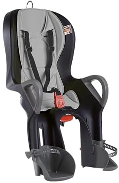 OKBABY 10+ - Seggiolino da Bicicletta Posteriore per Bambini fino a 22 kg, Reclinabile - Nero e Grigio