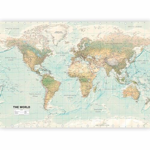 murando Fotomurales 350x256 cm XXL Papel pintado tejido no tejido Decoración de Pared decorativos Murales moderna de Diseno Fotográfico Mapamundi Mapa del mundo mundo k-a-0091-a-d