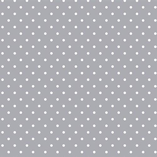 QPC Direct Light Pale Grey Polka Dot Spot Print PVC Oilcloth Table Cover Vinyl Tablecloth, 137cm x 200cm