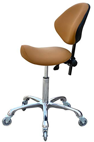 FRNIAMC Adjustable Saddle Stool Chairs with Back Support Ergonomic for Medical Clinic Studio Salon Office and Home (Camel)