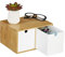 Relaxdays Schreibtisch Organizer, 2 Schubfächer, Bambus & MDF, Aufbewahrungsbox Büro, HxBxT: 14,5 x 24,5 x 20 cm, weiß, 1 Stück