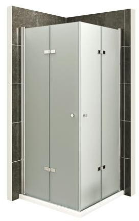 i-flair Duschkabine Emma 70x75 Höhe: 190 cm, Eckkabine mit Falttüren, Falttürkabine aus 6mm satiniertem Nano ESG-Sicherheitsglas - DK99Satiniert