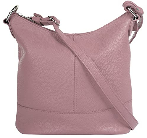 Cluty Umhängetasche Echt Leder Damen Made in Italy, Handtasche, Schultertasche, Crossbody Bag aus Leder violett 021217