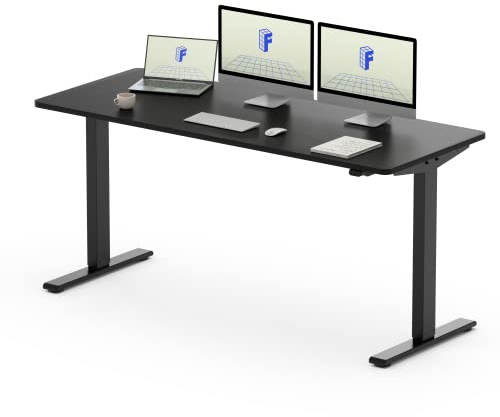 FLEXISPOT Höhenverstellbarer Schreibtisch 160×80cm, mit Haken und 25mm EINTEILIGER Tischplatte, ergonomischer Schreibtisch mit LED-Höhenanzeige und Memory-Funktion (Schwarz,Schwarz)
