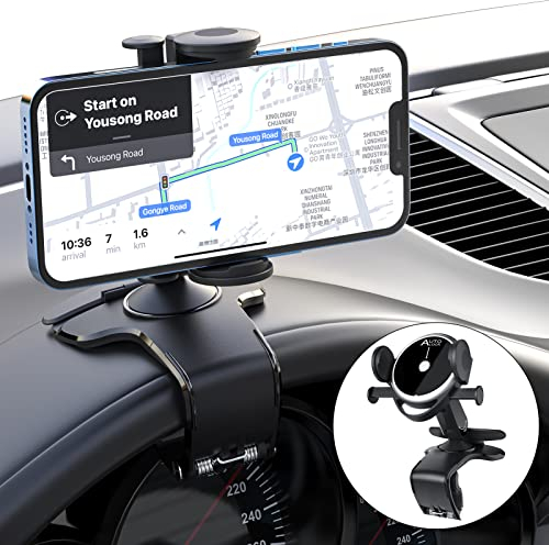 Liamostee Porta Cellulare da Auto,360 Gradi di Rotazione Supporto Cellulare Auto,Universale Porta Cellulare Auto con Clip a Molla, Supporto Telefono Auto Compatibile con TUTTI I TELEFONI(NEW BLACK)