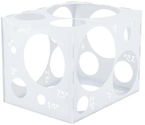 Worown 18 Holes Large Collapsible Plastic Balloon Sizer Cube Box, 1-12 Inch Balloon Size Measuring Tools for Decorations Like Balloons Arch & Column（White）