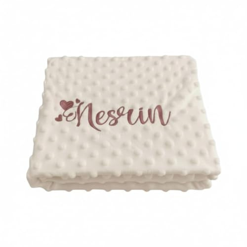 Danielstore Manta Bebe Personalizada con Nombre Bordado Manta Envolvente para Bebés Suave y Confortable para Todas Las Estaciones del Año 0,80 x 1,10 m
