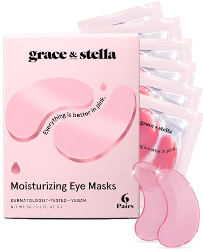 grace & stella Award Winning Under Eye Mask - Reduce Dark Circles, Puffy Eyes, Undereye Bags, Wrinkles - Gel Under Eye Patches - Small Birthday Gifts - Vegan Cruelty-Free (Pink, 6 Pairs)
