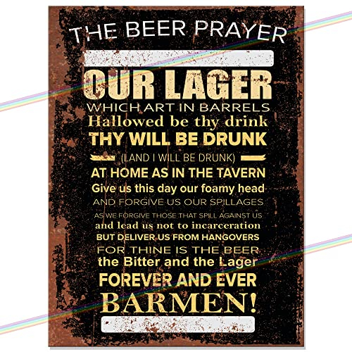 Beer Prayer Metal Bar Sign Accessories Father's Day Gift Home Pub Outdoor Funny Retro Vintage Garden Bar Wall Plaque Man Cave Memorabilia Uk 20cm x 15cm