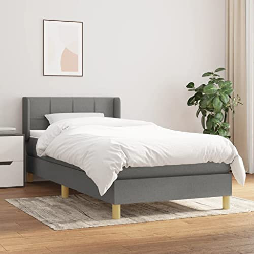 OHOOWOO Boxspringbett mit Matratze Dunkelgrau 80x200 cm Stoff,Boxspringbett Deluxe: Erholsamer Schlafkomfort für höchste Ansprüche