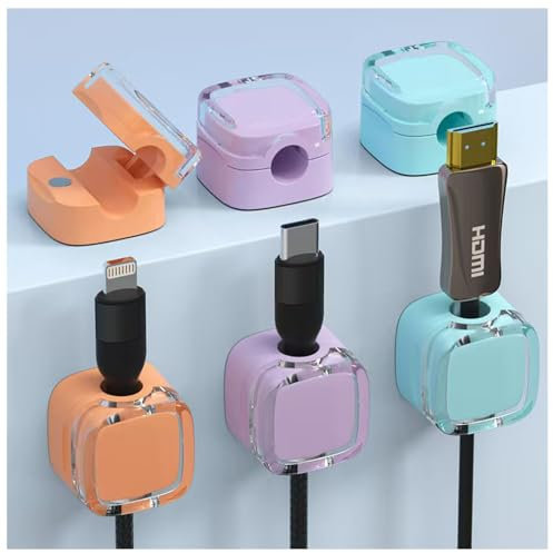 Crossarctic 6 Pack Cable Tidy Clips Adjustable Cord Organiser, Magnetic Cable Management with Self Adhesive Wire Holder for Desk, HDMI USB Audio Charging Cables Office Home