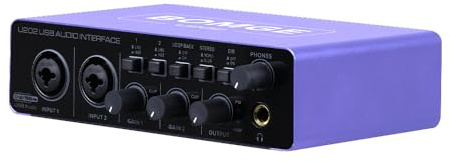 BOMGE USB Audio Interface mit XLR/48V Phantomspeisung, 32Bit/192kHz High-Fidelity, für Studio Audio Mixer-Schnittstelle für Gitarristen, Vokalist, Podcaster, Produzent, Plug and Play (U202P)
