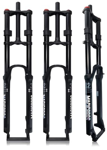 KANGXYSQ 26 27.5 29inch DH Mountain Bike Suspension Fork 1-1/8 Straight Air Fork Travel 180mm 9 * 100mm Double Crown Downhill Fork QR Disc Brake Front Fork Manual Lockout(Black,26)