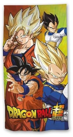 Suncity Toalla de Playa Compatible con Dragon Ball (70x140 cm) Microfibra - Toalla para Piscina Infantil de Goku y Vegeta Super Saiyan