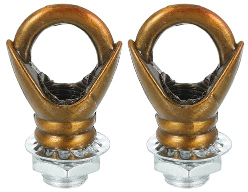 sourcing map Eye Nut 22lb Max Load M10 Thread Ring Shape Female Loop with Thread Pipes Washers Nuts for Hanging Lamp Chandelier, Gold Bronze Pack of 2