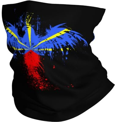 Bandeau Magique Drapeau De L'Aigle des Réunionnais De L'Île De La Réunion Écharpe Tube Lavable Echarpe Tête Pirate pour Yoga, Vélo, Extérieur