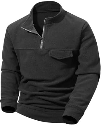 HAOLEI Forro Polar Hombre,Sudaderas Hombres de Felpa de Doble Cara Suave y Cómodo Sudadera Sin Capucha con 1/4 Cremallera Color Sólido Jersey Otoño e Invierno Grueso y Cálido Pullover Hombre 2025