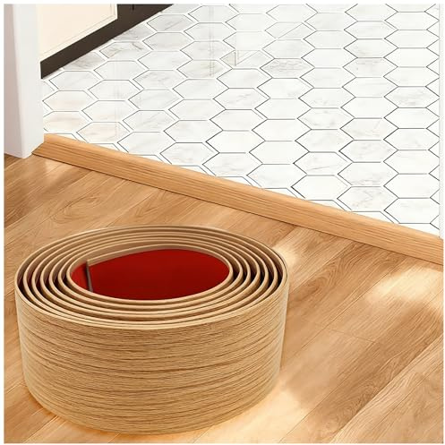 Tira de Umbral Autoadhesiva Flexible PVC 4–7.6 cm, Perfil De Transición para Suelo y Baldosas, Tiras de Transición grano de madera, para Eliminar Juntas Tarima(Yellow Oak,7.6cm*1.0m)