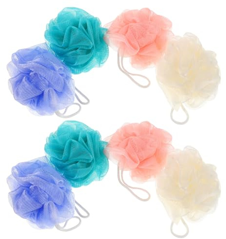 Gogogmee 8 pezzi Spugne Doccia Morbide e Resistenti Spugna Esfoliante Corpo con Rete per Bagno Pulizia Delicata e Schiuma Ricca per Uomo e Donna Design Minimalista e Duraturo