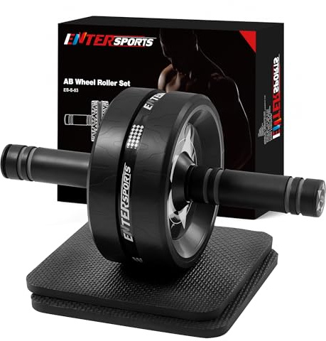 Ab Roller with Two Extra-Thick Non-Slip Knee Mat for Core Abs Rollout | Home Gym Equipment,Suitable for Beginners, Advanced and Professionals