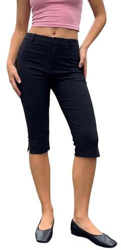 Anuedgis Dam sommar capribyxor casual låg midja slits 3/4 längd beskurna byxor för golf joggingbyxor kontor affärer
