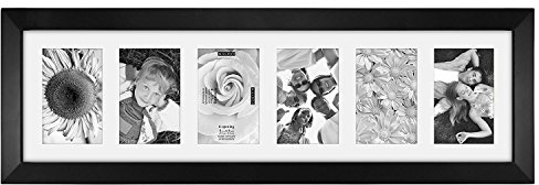 Malden International Designs Black 6 Opening 4x6 Matted Collage Photo Wall Frame