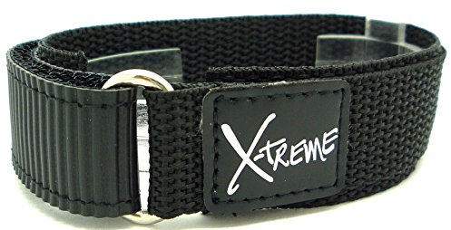 X-treme Gents Black Nylon Hook & Loop Ring End Watch Strap of 20mm - 412-01