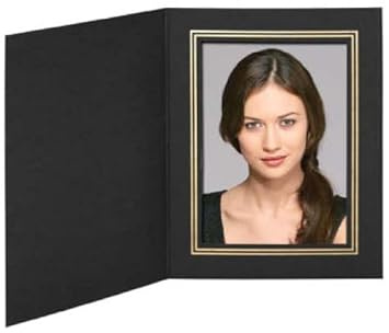 Malelo and Company, Pack of 100, 4x6 Photo Folders, Black with Gold foil Trim, Cardboard Picture Frame, Paper Photo Frame Cards, Greetings/Invitation Cards, Special Events: Graduation