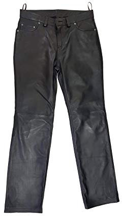The Black Rose - Lederhose Herren lang - Model Dylan - Lederjeans 501 Tube Röhre Skinny Slim Fit Schwarz mit Reisverschluss, Schwarz, 34