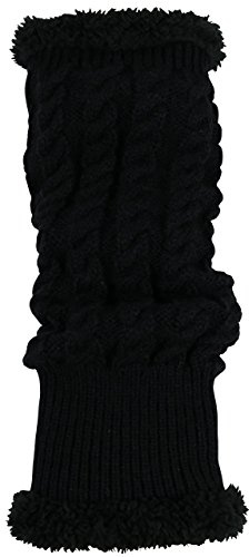 N'Ice Caps Girls Twisting Cable Knit Fashion Leg Warmers (Black, 2-3 Years)