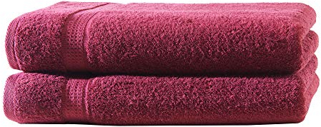 2X Duschtuch | Rot | 100% Baumwolle Frottier | Oeko-TEX® Standard 100 | Premium Qualität 500 g/m²