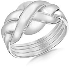 Tuscany Silver Bague puzzle à quatre bandes en argent sterling, Argent, sans pierre, sans perle Pour Femme