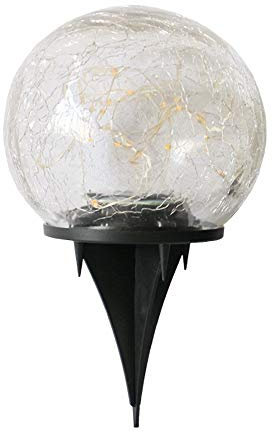 Ulalaza Luces solares para el suelo del jardín 20 LED Lámpara de bola de grieta al aire libre brillante a prueba de agua para el camino de entrada del patio Césped Patio Camino Path Blanco cálido