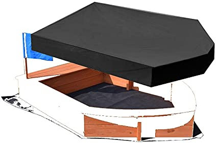 Grantien Copertura per Sabbiera, Telo di Protezione per Sandbox A Forma di Barca con Coulisse, Impermeabile, Nero Oxford 160 * 113 * 22cm