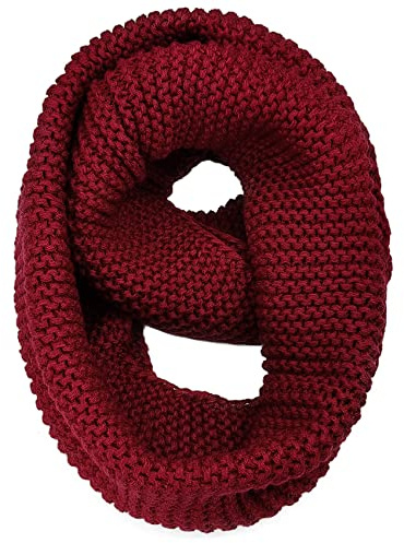 AUSUAYA Sciarpa Infinity da donna, sciarpe ad anello in maglia spessa e grossa di lana per signore, scaldacollo per l'inverno e il freddo GB-W-S-J1, Borgogna, Taglia unica
