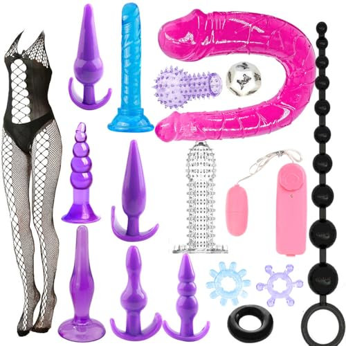 BDSM Bondage Set Fesseln Sex Spielzeug Licht SM, 17 Pcs Realistischer Dildo Anal Trainings Set Sexspielzeug Fesseln Sex Spielzeug Licht SM für Paare Extrem