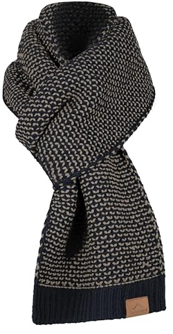normani Merino Winterschal Strickschal warmer Wollschal Halswärmer - extra Lang 165 cm - für Damen und Herren Farbe Navy/Beige