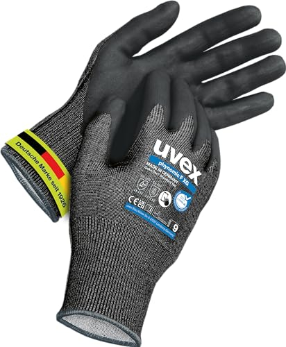 Uvex phynomic F XG, 1 Paar - Schnittschutz - & Grip-Handschuh für feuchte & ölige Bereiche - feinfühlig & abriebfest - schwarz