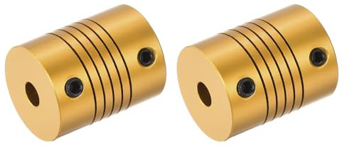 QUARKZMAN 2 Pezzi Giunto per Albero in Lega di Alluminio da 4mm a 5mm L25xd20 Accoppiatore Flessibile per Encoder e Motori, Dorato