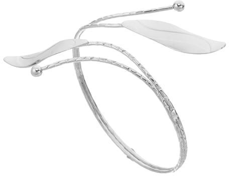 Mipcase Offenes Wellenarmband aus Metall für Damen Verstellbarer Oberarmreif mit Einzigartigem Blattform Design Eleganter Armschmuck für Festivals und Besondere Anlässe Langlebig