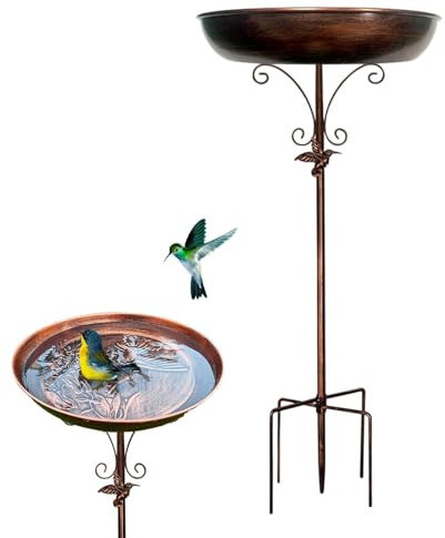 Bain d'oiseaux d'extérieur | Mangeoire à Oiseaux de Jardin – Fontaine à Boules en métal sur Pied pour décoration de Jardin, terrasse, Balcon