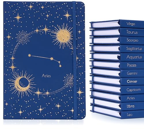 evelay A5 linjerad anteckningsbok inbunden med guldfolie stjärntecken konstellationsdesign och fodrade sidor för anteckningar journal arbete skola (Väduren)