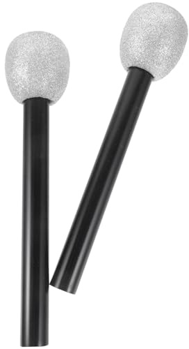 SUPVOX 2 pièces Microphone Pailleté Mousse Résistante Accessoire de Fête pour Garçon Fille Modèle de Micro pour Jeux de Rôle et Danse