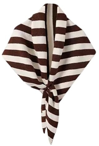 Scialle misto lana tinta unita da donna, scialle avvolge per le donne cardigan mantello lana cashmere spalla top triangolo sciarpa, Marrone a righe., Taglia Unica