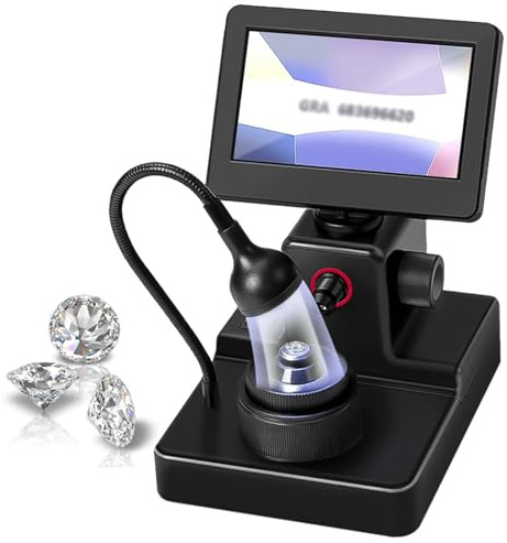 Microscopio Digitale LCD da 4,3 Pollici, Visualizzatore Digitale di Cinture di Diamanti, Ingrandimento 1500X,Visualizzatore Elettronico per Cinture di Diamanti, Identificazione Accurata