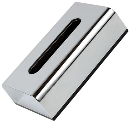 TOBBOMEY Funda de napkin plateada con superficie electrochapada, moderno organizador de pañuelos de plástico resistente, caja dispensadora para salón, hotel, oficina y coche