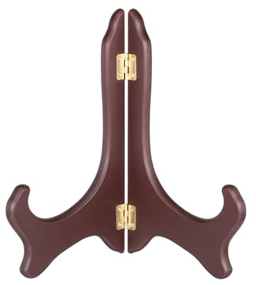 sourcing map Wooden Easel Plate Holder, 10 Small Wood Easels Folding Table Display Stand for Decorative Picture Frame Book Artwork Desktop Ornaments, Burgundy