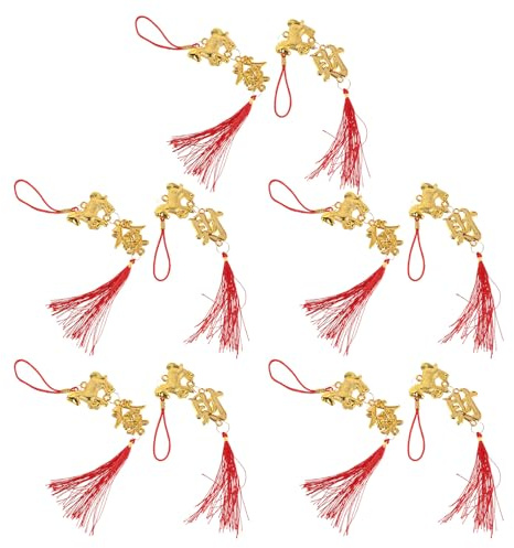 ABOOFAN Adornos Colgantes Año Lunar 2026 – Set 10 Piezas Figuras de Caballo del Zodíaco Caracteres Fu y FA Madera y Borlas Rojas Decoración Feng Shui para Hogar Coche y Festivales